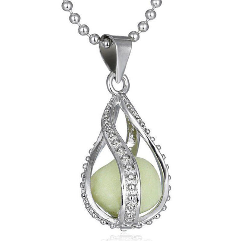For Women Glowing Necklace Pendant Water Drop Glowing Stone Jewelry Charm Glow In The Dark Pendants Gift Necklace EF8
