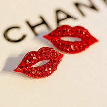 For Women Jewelry Women Classic Luxurious Elegant Stud Earrings Sexy Red Lip Rhinestone Earrings EF8