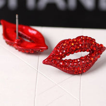 For Women Jewelry Women Classic Luxurious Elegant Stud Earrings Sexy Red Lip Rhinestone Earrings EF8