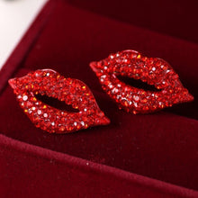 For Women Jewelry Women Classic Luxurious Elegant Stud Earrings Sexy Red Lip Rhinestone Earrings EF8