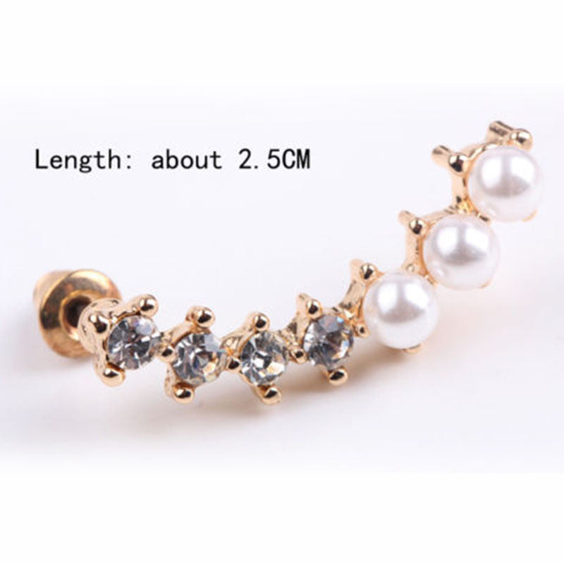 For Women Ladies Womens Sweet Gold Silver Pearl Crystal 6 Beads Cuff Ear Clips Earring Earrings EF8