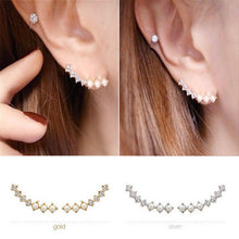 For Women Ladies Womens Sweet Gold Silver Pearl Crystal 6 Beads Cuff Ear Clips Earring Earrings EF8