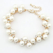 For Women Luxurious 18K Gold Charm Crystal Cubic Zircon Diamond Bracelet Women Jewelry Pearl Beads Bracelet EF8