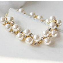 For Women Luxurious 18K Gold Charm Crystal Cubic Zircon Diamond Bracelet Women Jewelry Pearl Beads Bracelet EF8