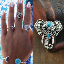 For Women Men Beach Unique Carving Tibetan Silver Plated Ring Elephant Ring S Bohemia Vintage Punk Rings EF8