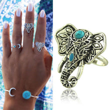For Women Men Beach Unique Carving Tibetan Silver Plated Ring Elephant Ring S Bohemia Vintage Punk Rings EF8
