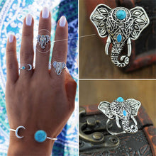 For Women Men Beach Unique Carving Tibetan Silver Plated Ring Elephant Ring S Bohemia Vintage Punk Rings EF8