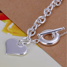 For Women Silver Plated Jewelry Toggle Clasps Charm Bracelets Trendy Heart Design Link Chain Bracelet EF8