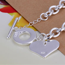 For Women Silver Plated Jewelry Toggle Clasps Charm Bracelets Trendy Heart Design Link Chain Bracelet EF8