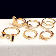 For Women Skull Bowknot Heart Ring Set 7pc Gold finger Knuckle Rings EF8