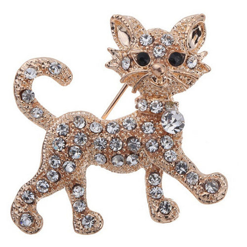 For Women Valentine's Day Present S Animal Tiger Shape Vintage Brooches Jewelry Shining Gold Plated Rhinestone Brooches EF8