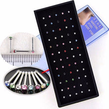 For Your Choice Women Trendy Crystal Rhinestone Bulk Bone Straight Stud Bar Piercing Nose Ring 40pcs pack 2 Colors EF8