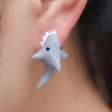 Free Ship   H made Polymer Clay Cute Shark Earrings Ear Stud jewelry brincos EF8