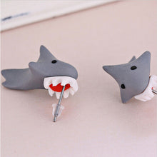 Free Ship   H made Polymer Clay Cute Shark Earrings Ear Stud jewelry brincos EF8