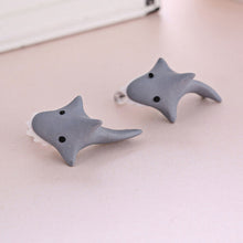 Free Ship   H made Polymer Clay Cute Shark Earrings Ear Stud jewelry brincos EF8