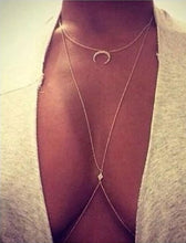 Charming Crossover Harness Crystal Moon Golden Necklace Waist Belt Belly Body Chain Jewelry EF8