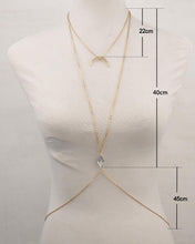 Charming Crossover Harness Crystal Moon Golden Necklace Waist Belt Belly Body Chain Jewelry EF8