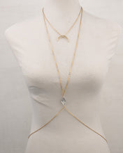 Charming Crossover Harness Crystal Moon Golden Necklace Waist Belt Belly Body Chain Jewelry EF8
