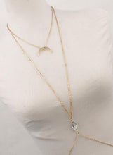 Charming Crossover Harness Crystal Moon Golden Necklace Waist Belt Belly Body Chain Jewelry EF8