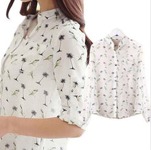 Fresh Women Tops Women Birds Printing Dot Chiffon Shirt Collar Blusa De Chiffon Blouses EF8
