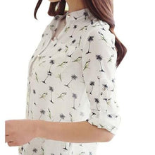 Fresh Women Tops Women Birds Printing Dot Chiffon Shirt Collar Blusa De Chiffon Blouses EF8