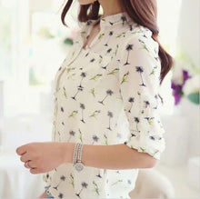Fresh Women Tops Women Birds Printing Dot Chiffon Shirt Collar Blusa De Chiffon Blouses EF8