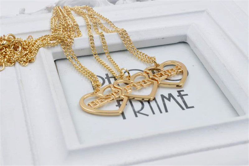 Friend Gift Collar Necklace Friendship Pendant Necklace Jewelry 3Pcs  Heart Shaped Best Friends Necklace EF8