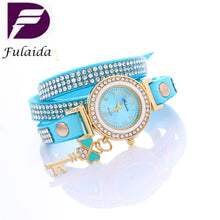 Key Pendant full Crystal Elegance Watch Diamonds Padlocks Bracelet Leather Wrist Watch Clock Bracelets Relogio Femininos EF8