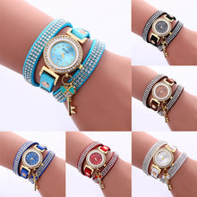 Key Pendant full Crystal Elegance Watch Diamonds Padlocks Bracelet Leather Wrist Watch Clock Bracelets Relogio Femininos EF8