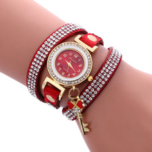 Key Pendant full Crystal Elegance Watch Diamonds Padlocks Bracelet Leather Wrist Watch Clock Bracelets Relogio Femininos EF8