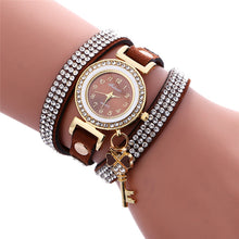 Key Pendant full Crystal Elegance Watch Diamonds Padlocks Bracelet Leather Wrist Watch Clock Bracelets Relogio Femininos EF8