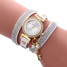 Key Pendant full Crystal Elegance Watch Diamonds Padlocks Bracelet Leather Wrist Watch Clock Bracelets Relogio Femininos EF8