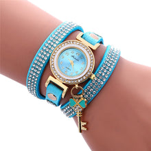 Key Pendant full Crystal Elegance Watch Diamonds Padlocks Bracelet Leather Wrist Watch Clock Bracelets Relogio Femininos EF8