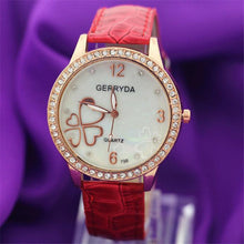 8 Colors Watches Elegant 4 Heart Diamond Woman PU Leather Strap Quartz Watch Womens Wrist Watch Montres Relogio Feminino EF8