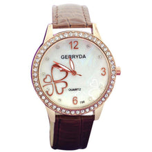 8 Colors Watches Elegant 4 Heart Diamond Woman PU Leather Strap Quartz Watch Womens Wrist Watch Montres Relogio Feminino EF8