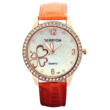 8 Colors Watches Elegant 4 Heart Diamond Woman PU Leather Strap Quartz Watch Womens Wrist Watch Montres Relogio Feminino EF8