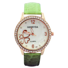 8 Colors Watches Elegant 4 Heart Diamond Woman PU Leather Strap Quartz Watch Womens Wrist Watch Montres Relogio Feminino EF8