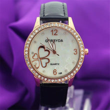 8 Colors Watches Elegant 4 Heart Diamond Woman PU Leather Strap Quartz Watch Womens Wrist Watch Montres Relogio Feminino EF8