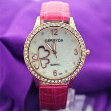 8 Colors Watches Elegant 4 Heart Diamond Woman PU Leather Strap Quartz Watch Womens Wrist Watch Montres Relogio Feminino EF8