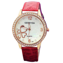 8 Colors Watches Elegant 4 Heart Diamond Woman PU Leather Strap Quartz Watch Womens Wrist Watch Montres Relogio Feminino EF8