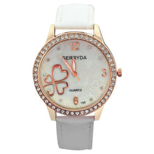 8 Colors Watches Elegant 4 Heart Diamond Woman PU Leather Strap Quartz Watch Womens Wrist Watch Montres Relogio Feminino EF8