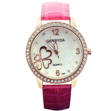 8 Colors Watches Elegant 4 Heart Diamond Woman PU Leather Strap Quartz Watch Womens Wrist Watch Montres Relogio Feminino EF8