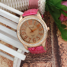 Elegant Retro Design Leather Band Luxury Crystal Analog Quartz Clock Ladies Gift Rhinestone Watch Reloj For Girls EF8