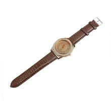 Elegant Retro Design Leather Band Luxury Crystal Analog Quartz Clock Ladies Gift Rhinestone Watch Reloj For Girls EF8