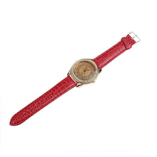 Elegant Retro Design Leather Band Luxury Crystal Analog Quartz Clock Ladies Gift Rhinestone Watch Reloj For Girls EF8