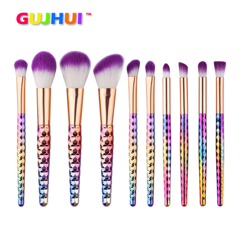 10pc Make Up Foundation Eyebrow Eyeliner Blush Cosmetic Concealer Brushes Professional Foundation Powder Brush Kit Set EF8
