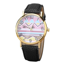 Geometry Pattern Leather Band Watch Men Women Wrist Watches EF8