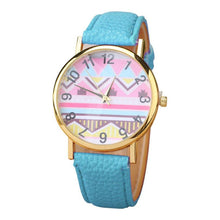Geometry Pattern Leather Band Watch Men Women Wrist Watches EF8