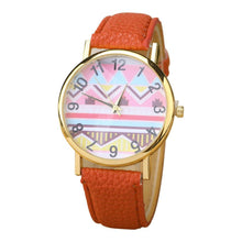 Geometry Pattern Leather Band Watch Men Women Wrist Watches EF8