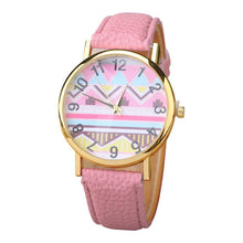 Geometry Pattern Leather Band Watch Men Women Wrist Watches EF8